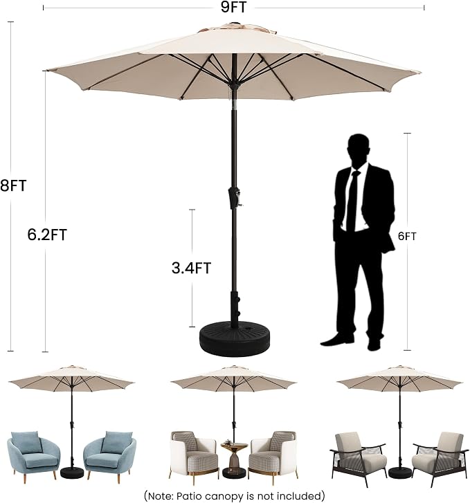 Ayge 9FT Large Outdoor Patio Umbrella Market Table Umbrella-UV Resistant - Image 7