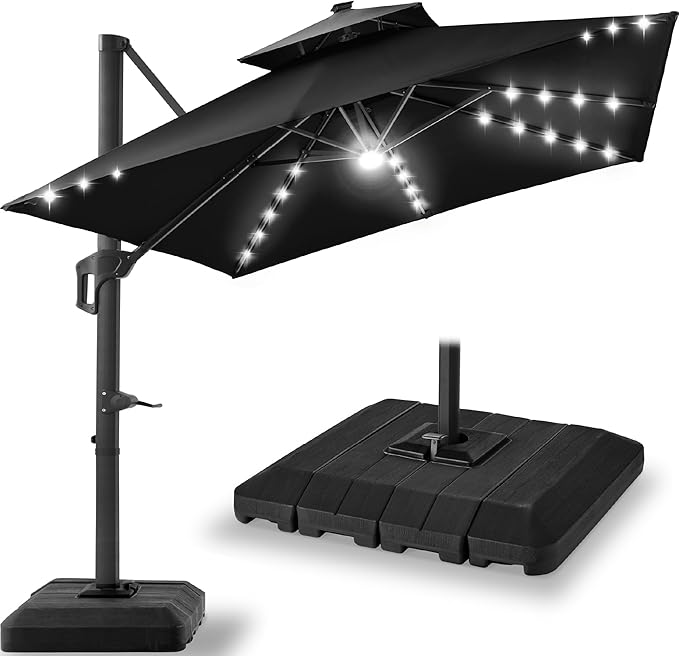 Best Choice Products 9x12ft LED Cantilever Patio Umbrella w/Base Included & by BestChoiceProducts