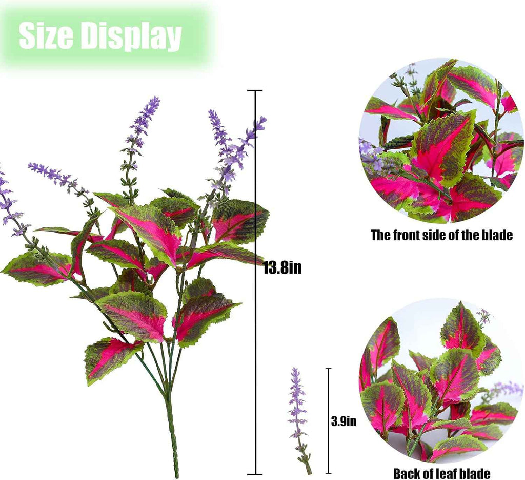 12 Bundles Artificial Coleus Flowers | UV Resistant No Fade Silk Faux Plants | Spring Summer Outdoor Fake Greenery for Garden Patio Planters Front Porch Pathway Decor (Pink)