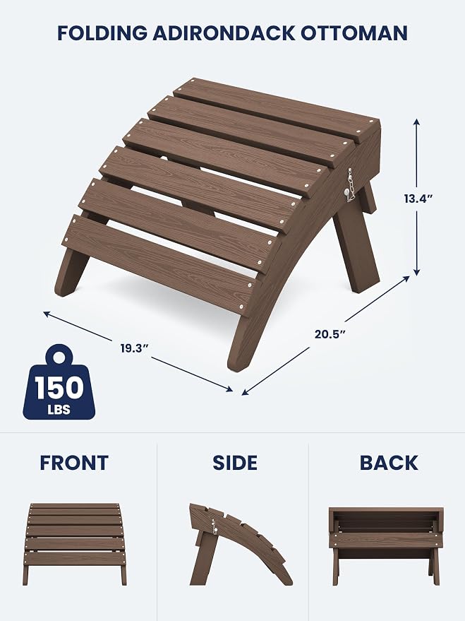 KINGYES Folding Adirondack Ottomans Set of 2 - Image 3