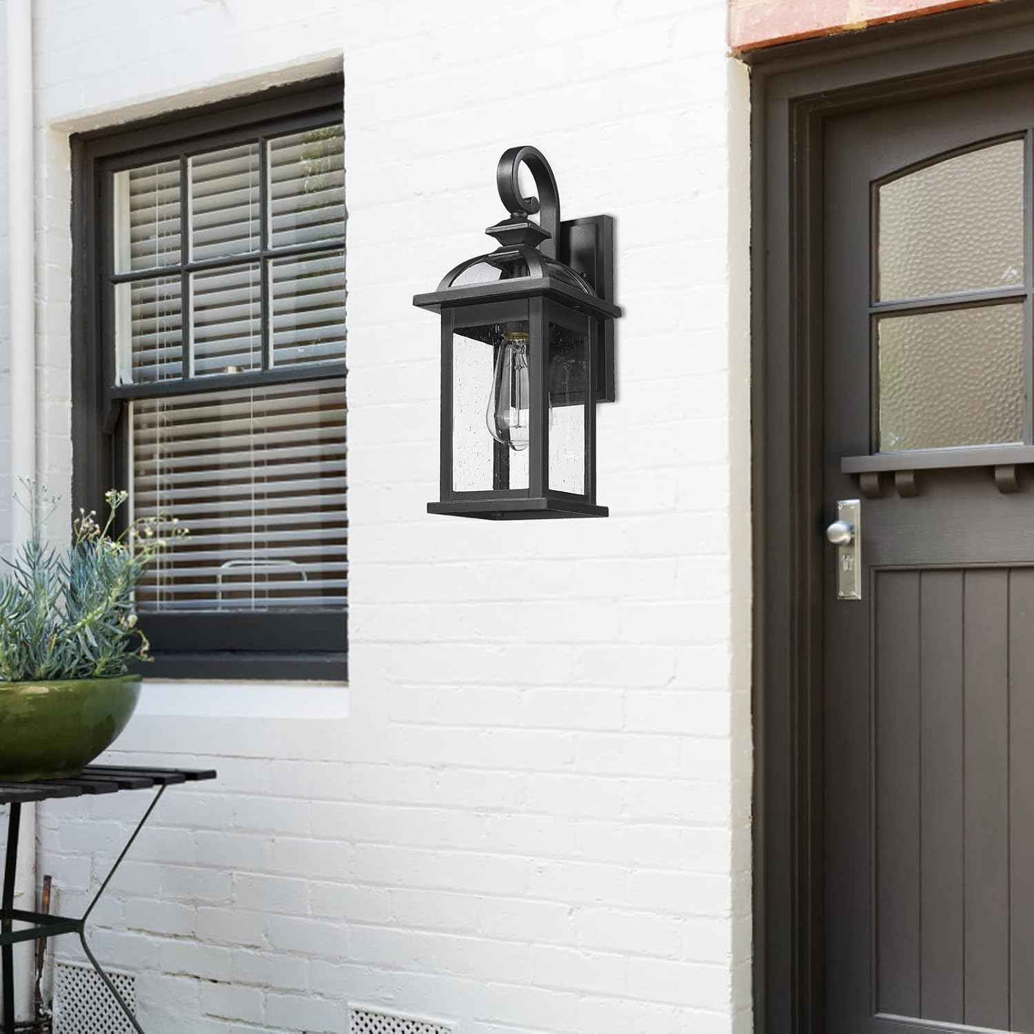 Darkaway Outdoor Lights Fixtures Wall Mount, Outdoor Wall Sconce with Seeded Glass Waterproof Outside Exterior Lighting Fixture for House, Front Porch, Patio (1 Pack)