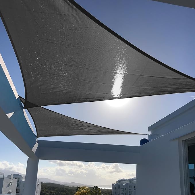 SUNNY GUARD Sun Shade Sail 16'x16'x22' Triangle Graphite Grey UV Block Sunshade by SUNNYGUARD