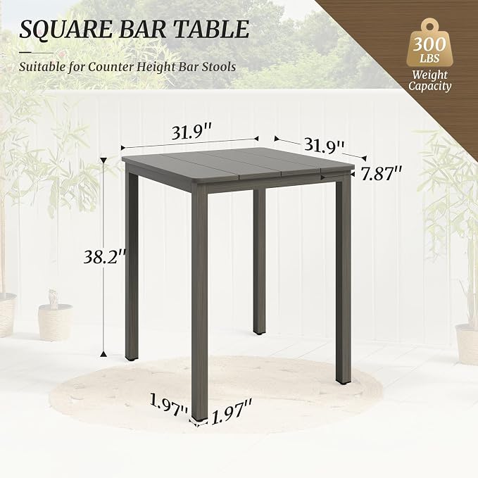 Outdoor Bar Table, Waterproof Aluminum Top, Weather Resistant, Indoor or - Image 2