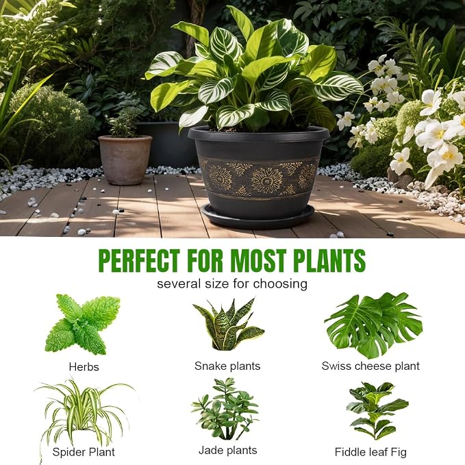 6 Pack 8 inch Plant Pots, Retro Pattern Planters - Image 5