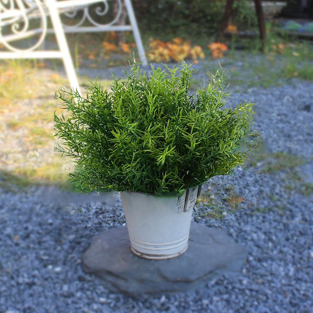 Toprooms Outdoor Faux Plants Greenery Artificial Flowers Fake Boxwood Shrubs UV Resistant Plastic Plant for Farmhouse Garden Porch Patio Indoor Wedding Decoration (1#Outdoor Greenery, 12 Pcs)