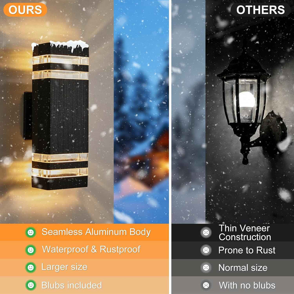 LMP LED Outdoor Wall Light, Aluminum IP65 Waterproof Porch Lights | Up and Down,3000K 5W G10 Bulbs Included,ETL Certified, Outside Wall Exterior Lighting Fixtures for House, Front Door, Garage