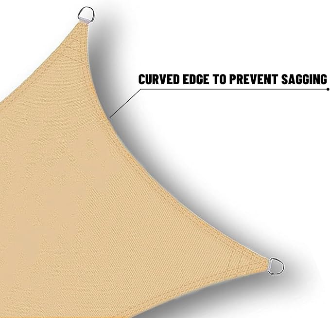 SUNNY GUARD Waterproof Sun Shade Sail 7' x 8' Sand Rectangle UV Block Sunshade - Image 4