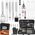 BBQ Grill Accessories, 32Pcs Grilling Gifts for Men Birthday Fathers Day, Heavy Duty Stainless Steel Grill Tool Set, Grill Utensils Kit for Outdoor Grill with Case, Thermometer & Meat Injector | Fathers Day Grill Gifts for Dad, Grill Utensils Kit with ...