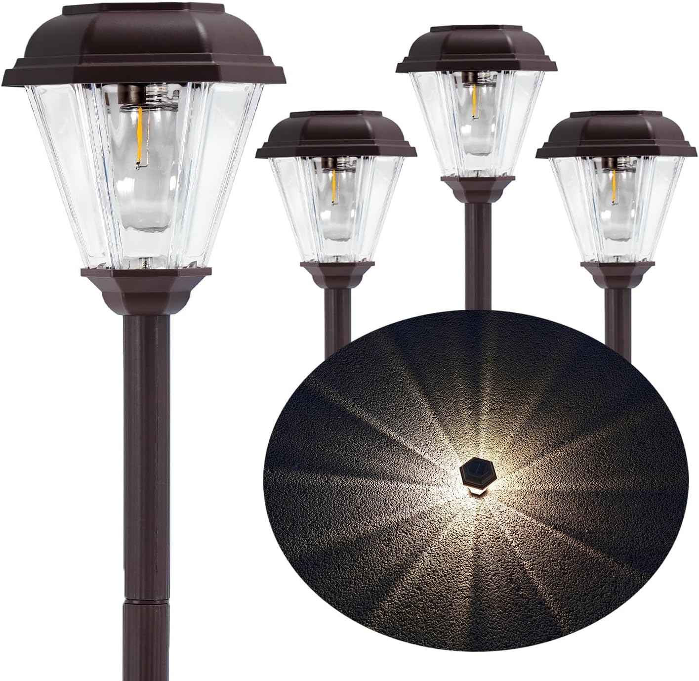 Sublume Solar Pathway Lights Outdoor 4 Pack, Solar Landscape Lights with 1000mAh Battery, IP 65 Waterproof, Auto On/Off,Warm White Solar Walkway Lights for Driveway, Yard, Garden Decor