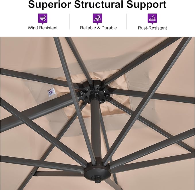 PURPLE LEAF 9 Feet Square Cantilever Umbrella Patio Umbrella - Image 3