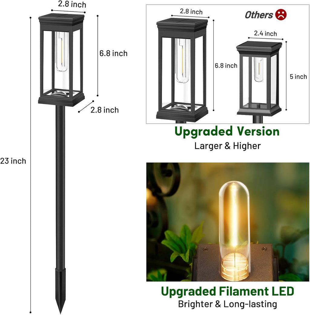 BesLowe 8-Pack Solar Pathway Lights Outdoor, Landscape Lights Warm White | Upgraded Large Size & Bright LED, Auto ON/OFF, IP65 Waterproof, Easy Installation, Solar Powered Lights for Garden Walkway