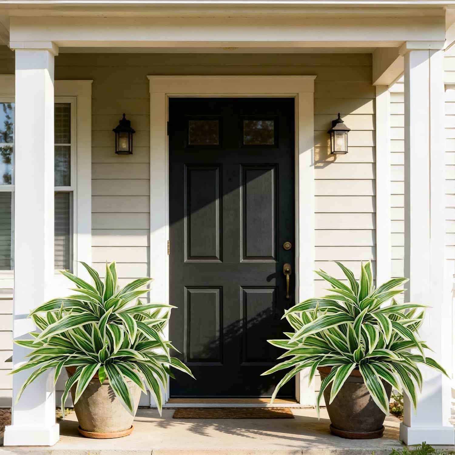 Fake Ferns, Faux Outdoor Plants UV Resistant,3D Real Touch Fake Plants Total 80 Blades,Weatherproof Artificial Plants Outdoor Indoor for Garden Porch Home Office Decor