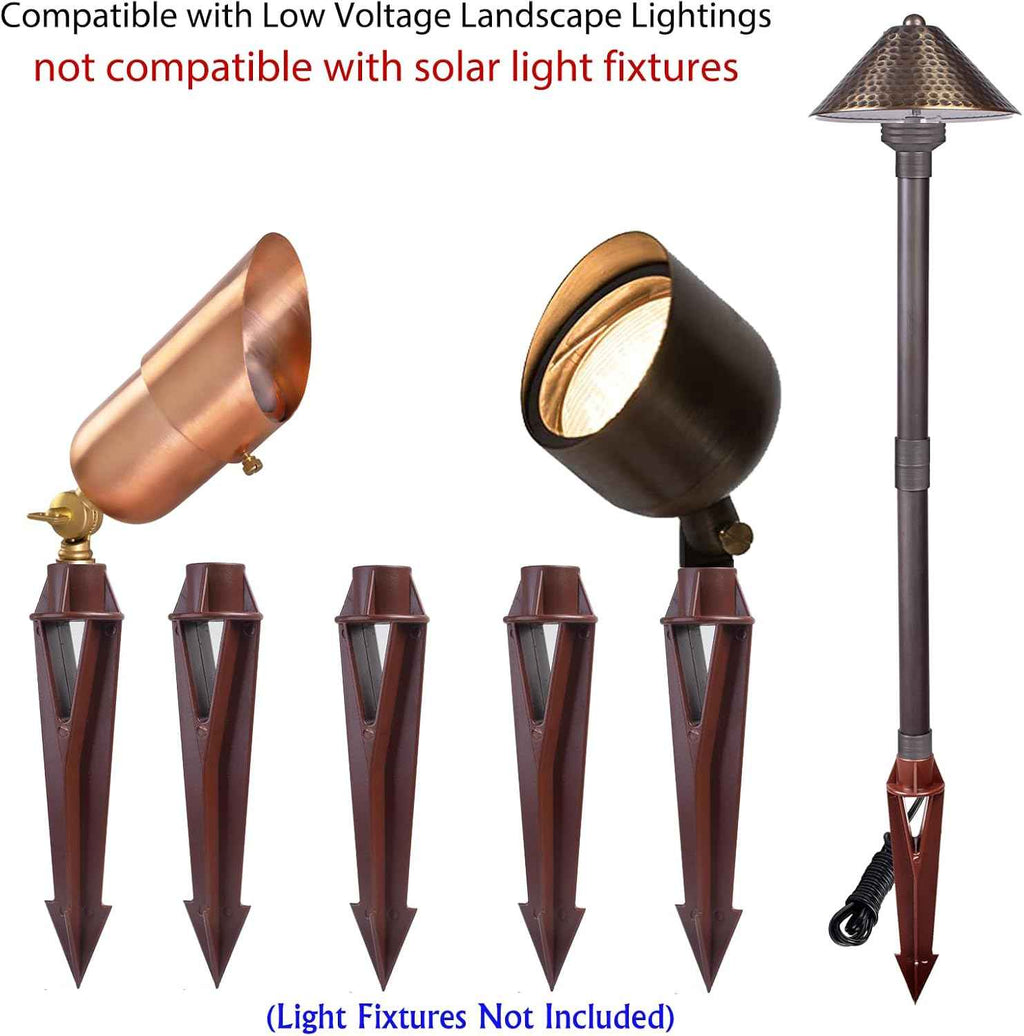 Ground Spike Stake Replacement for Low Voltage Landscape Lighting Spot Path Flood Lights with 1/2-14 NPT Thread, High-Impact ABS Construction