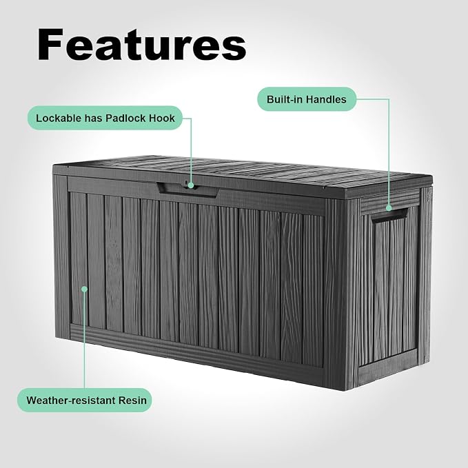 80 Gallon Outdoor Deck Box, Lockable Waterproof Outdoor Storage Boxes - Image 2