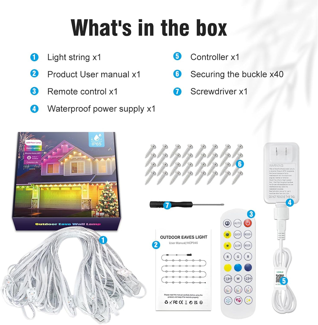 Halloween Permanent Outdoor Lights 50FT, RGB Eaves Lights with Smart App & Remote Control, IP65 Waterproof LED Roofline Lights for Christmas & Year-Round Decor