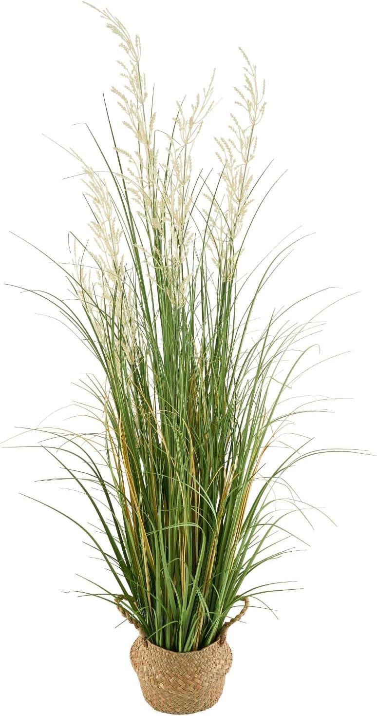 VEVOR Artificial Grass Plant, 47 inch Reed Flower Grass in Pot, Premium PVC Faux Fake Greenery Shrubs Plant for Indoor Outdoor House Home Garden Office Room Décor, Housewarming, 1 Pack Green