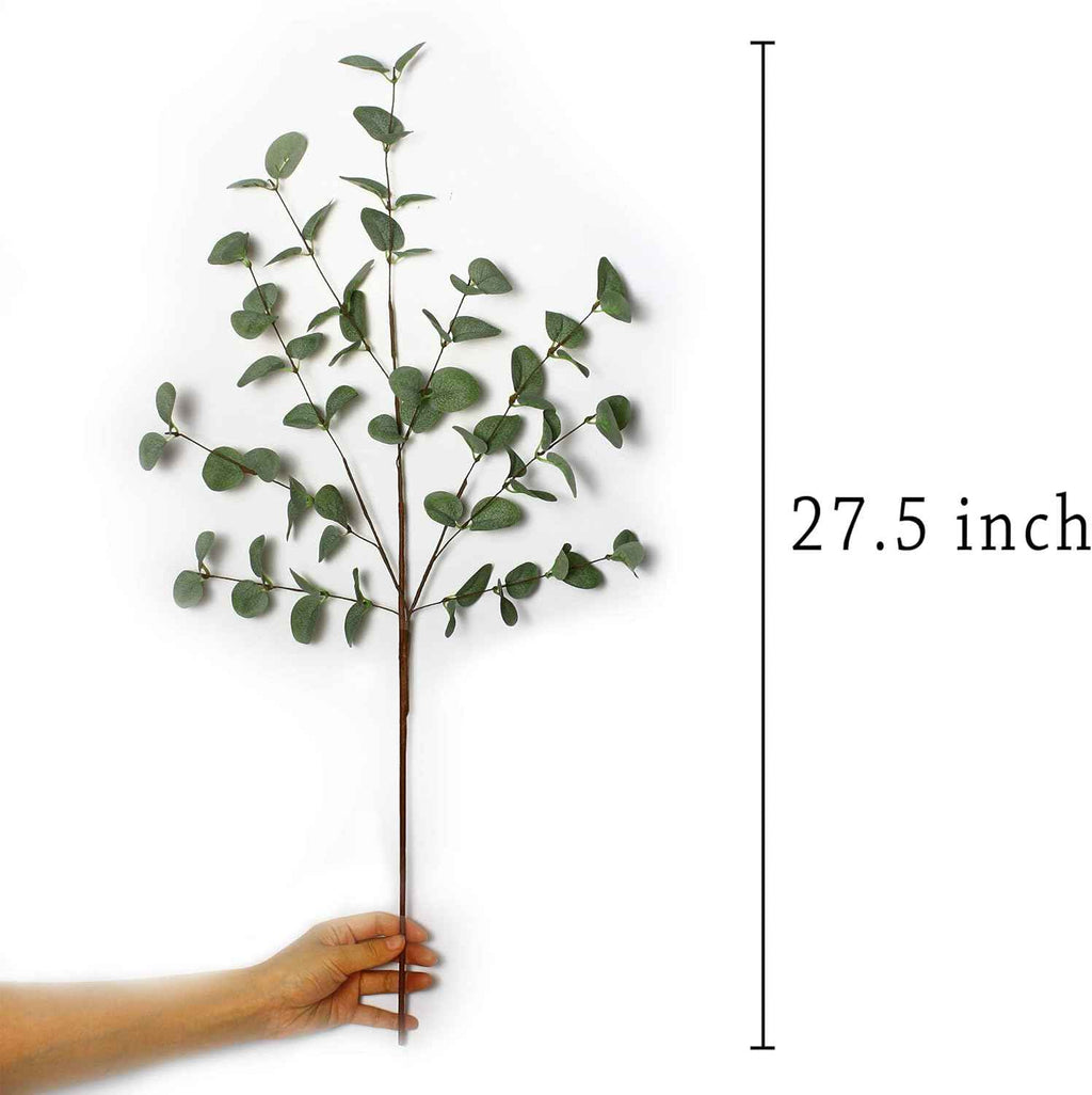 6 Pcs 27" Eucalyptus Stems Greenery Stems Eucalyptus Leaf Spray in Green Silk Plastic Plants Floral Artificial Plants for Home Party Wedding Decoration