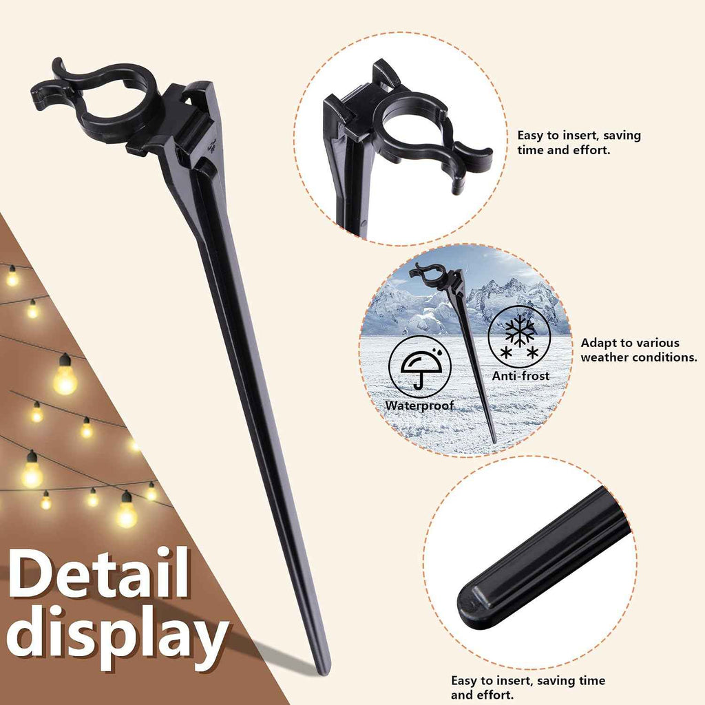 EBaokuup 100pcs 7.5 Inch Christmas Light Stakes,Yard Lawn Light Stakes for C7 C9 Christmas String Lights,Universal Outdoor Light Holders for Christmas Decorations Garden Patio Path (Black-7.5")