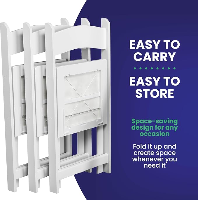 SIMPLEX 300 White Folding Chairs – Resin Stackable Foldable Chairs - Image 6