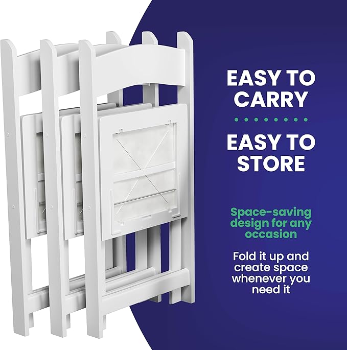 SIMPLEX 12 White Folding Chairs – Resin Stackable Foldable Chairs - Image 7