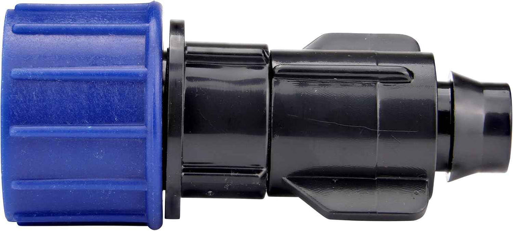 Raindrip S5900UB, Smart Loc Universal Swivel Adapter for Tubing, 3/4-Inch MHT, With Filter Washer, Drip Irrigation Fitting for 1/2-Inch, 5/8-Inch, & 0.710-Inch Supply Tubing and Dripline, Black/Blue
