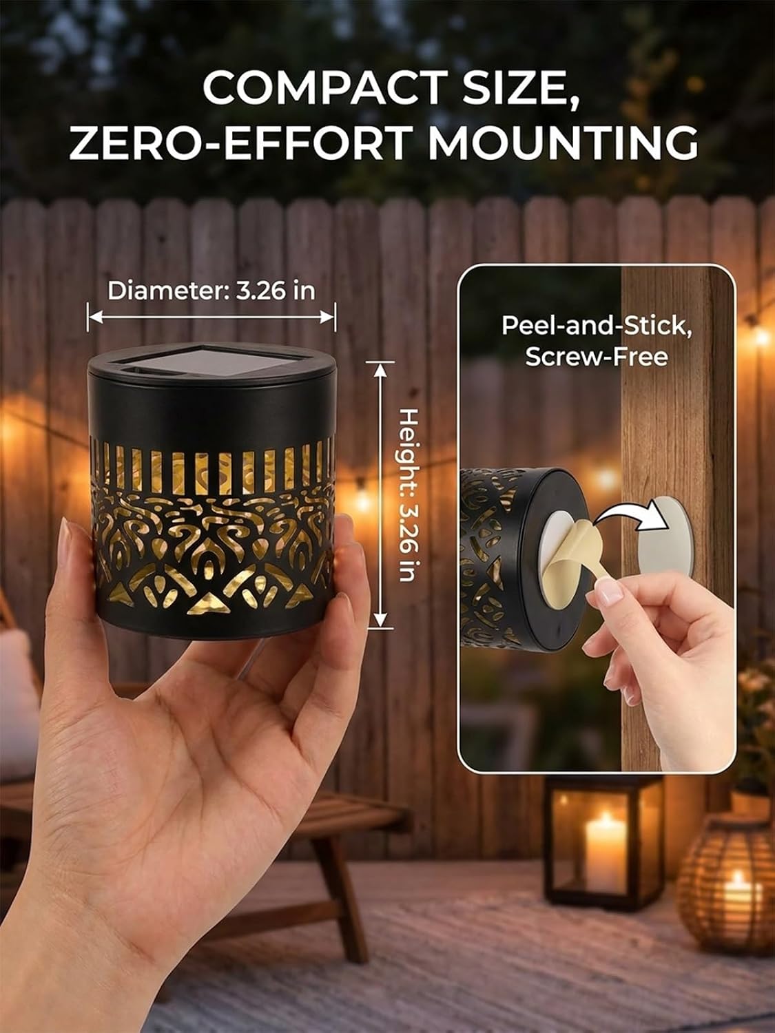 Solar Mandala Lights Outdoor Wall Projector Metal 7 Color Changing IP65 Waterproof Decorative Mounted Wireless Night Lighting for Yard Patio Fence Deck Pathway Garden Decor and Holiday Gifts