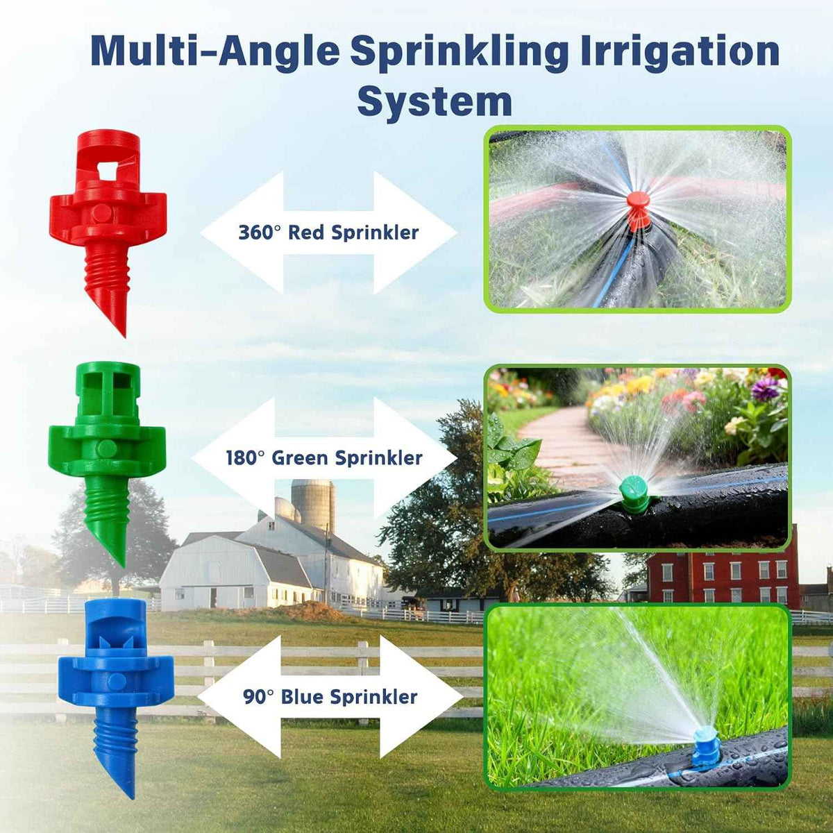 150-Piece Refraction Mist Sprinkler Heads Kit - 90°/180°/360° Multi-Angle Options | Professional Plant Watering Devices Compatible with Drip Irrigation System for Yard & Lawn