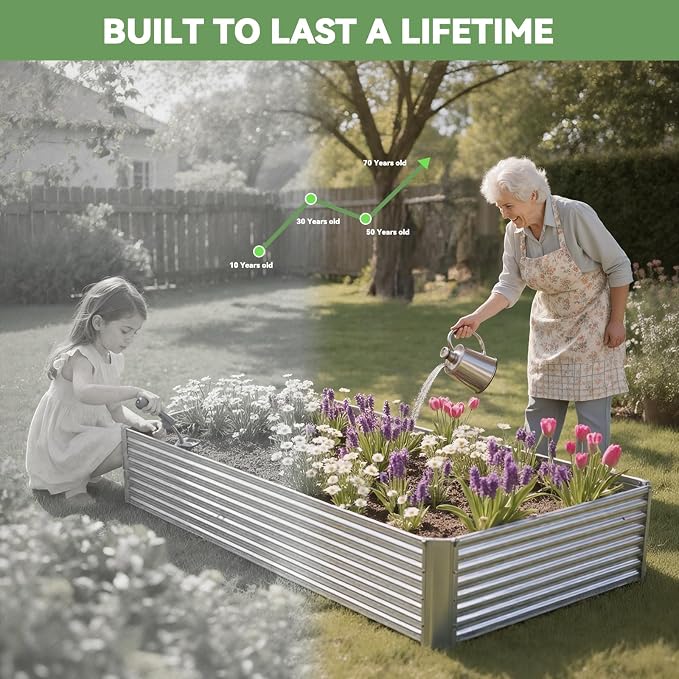 4 Pack Raised Beds for Gardening, Corrugated Galvanized Steel Raised Garden Bed - Image 8