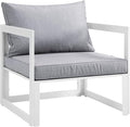 Modway Fortuna Aluminum Outdoor Patio Armchair in White Gray by Modway