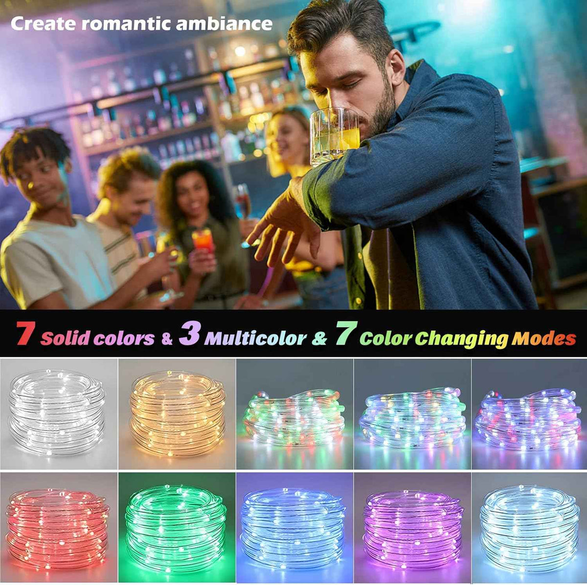 Vigdur Outdoor Rope Lights, 18FT Color Changing Rope Lights with Remote | 216 LEDs, Connectable And Flexible Clear Tube, Ip65 Waterproof, Outdoor Lights for Patios Gardens Parties And Christmas Décor
