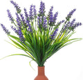 4 Bundles Fake Monkey Grass, 13.5inch UV Resistant Lavender, Faux Monkey Grass Greenery Stems, Artificial Lavender Flower for Pot Planter Filler Patio Garden Porch Decor, Purple Green