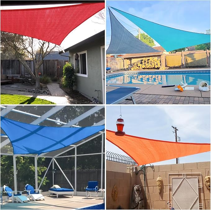 E&K Sunrise 25' x 25' x 25' Sun Shade Sail Triangle Canopy Shade Cover UV Block - Image 2