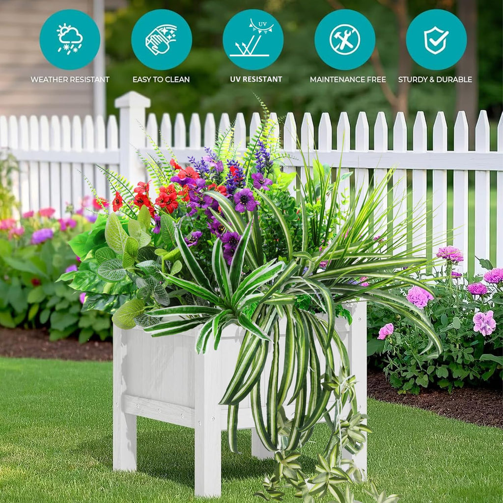14 Bundles Artificial Plants Flower Outdoor, UV Resistant Faux Greenery with Flowers & Cascading Vines, Fake Plants for Planters, Window Boxes, Hanging Baskets & Garden Decor