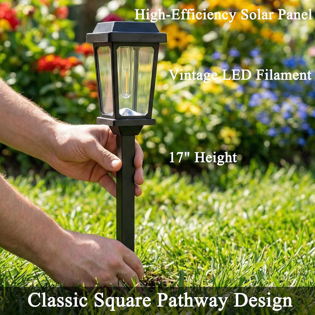 12 Pack Solar Lights Outdoor, Modern Solar Pathway Lights Outdoor, Waterproof Auto On/Off Garden Lights for Yard, Landscape Path, Walkway, Driveway Decor (3000K Warm White)