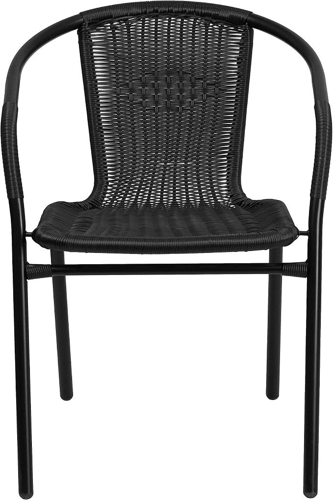 EMMA + OLIVER Set of 4 Modern Rattan Indoor/Outdoor Stack Chairs, Stacking - Image 8