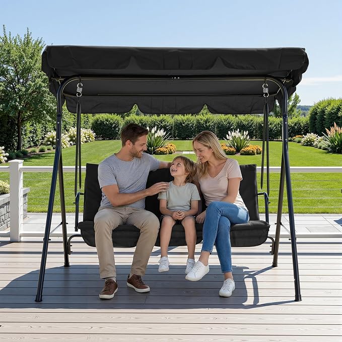 3 Person Porch Swing Chair, Outdoor Patio Swing Chair - Image 8