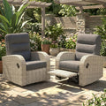 Outdoor Swivel Recliner Chair Set of 2, All-Weather Wicker Reclining Patio Chair by Vakollia