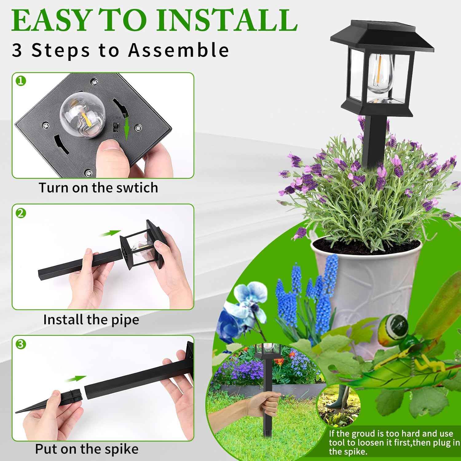 Greluna Solar Lights Outdoor,12 Pack 3000K Waterproof Auto On/Off Solar Pathway Lights for Your Garden, Landscape, Path, Yard, Patio, Driveway,Walkway Decor | Auto On/Off Waterproof Landscape Lights for Garden, Walkway, Yard, Patio & Driveway