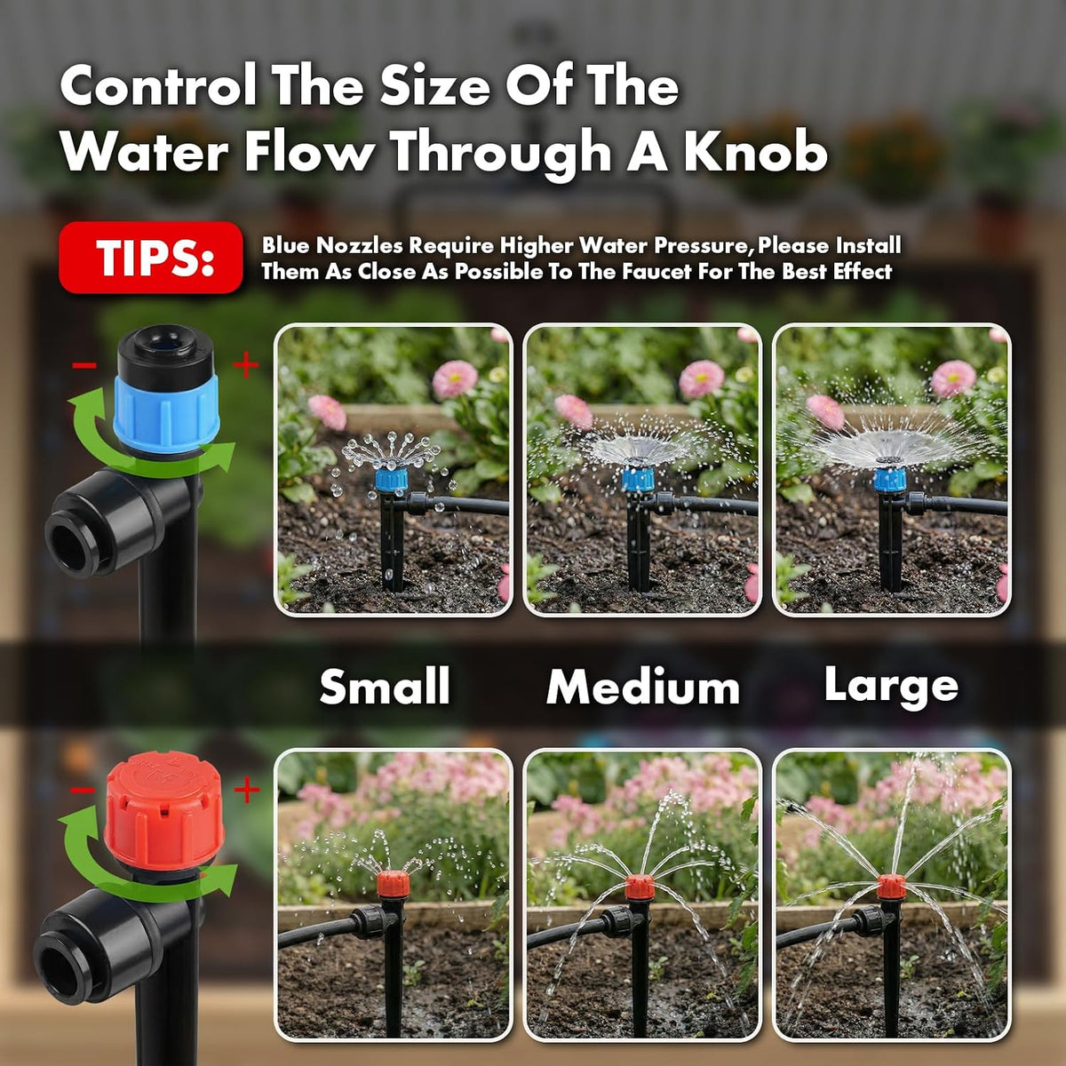 Drip Irrigation System 230FT Quick-Connect Drip Irrigation Kit with 1/4 inch 1/2 inch Irrigation Tubing Hose and Accessories for Lawn Raised Bed Greenhouse Plant Watering System
