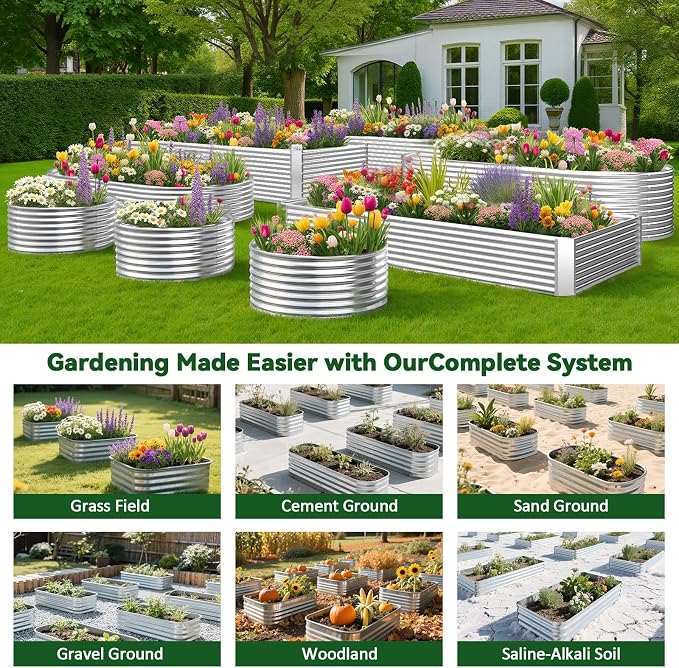 3 Pack 8x4FT Raised Beds for Gardening, Corrugated Galvanized Steel Raised - Image 7
