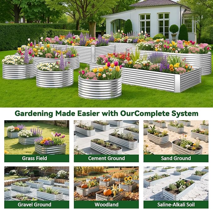 3 Pack Raised Beds for Gardening, Corrugated Galvanized Steel Raised Garden Bed - Image 7