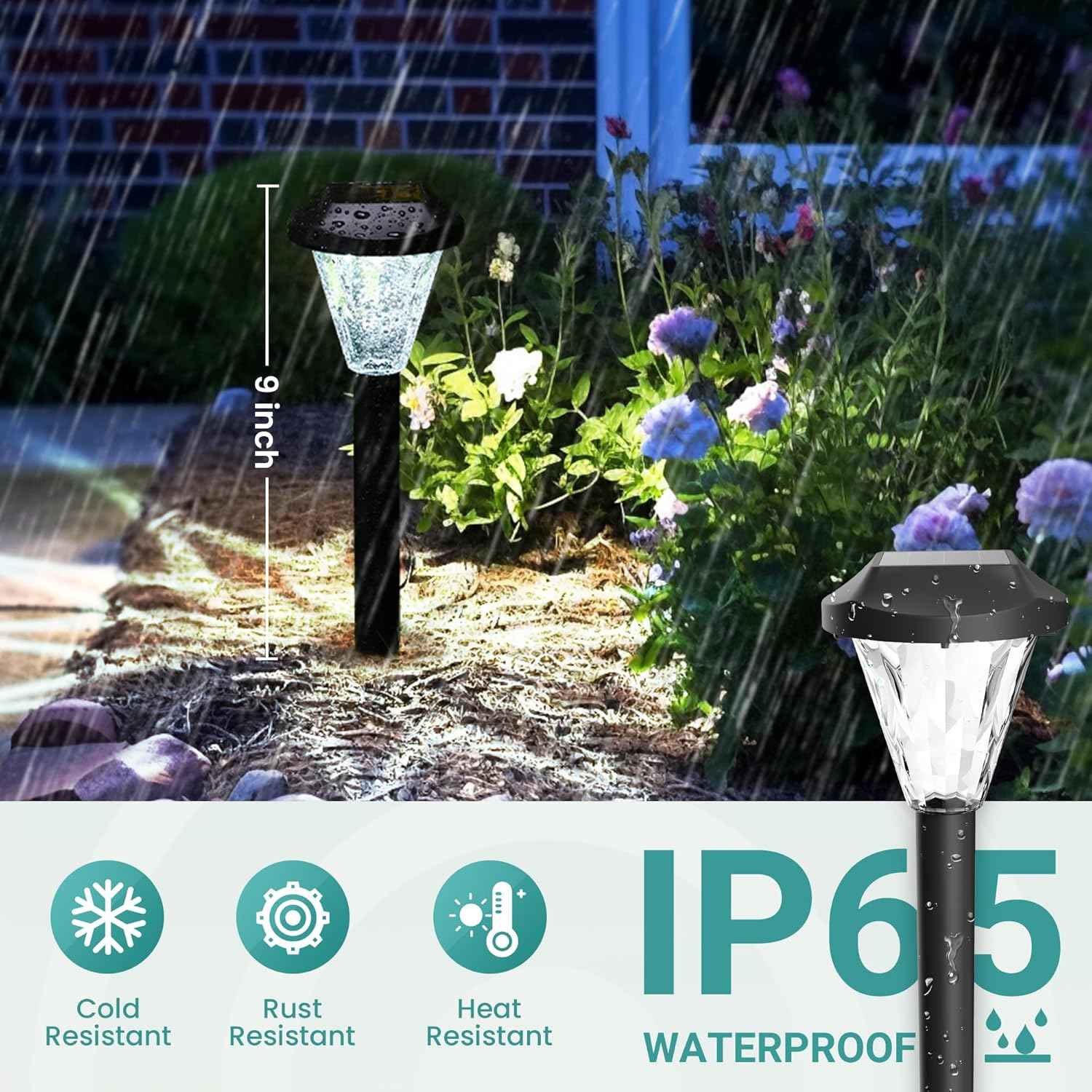 GIGALUMI 8 Pack Solar Lights Outdoor Waterproof, Solar Garden Lights | Outdoor Solar Lights for Yard, Yard Decorations Outdoor for Pathway, Patio, Garden, Driveway, Lawn, and Landscape(Cold White)
