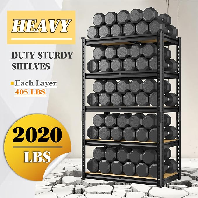 REIBII Storage Shelves 2020LBS Garage Shelving Heavy Duty Metal Shelving 5 Tier - Image 9