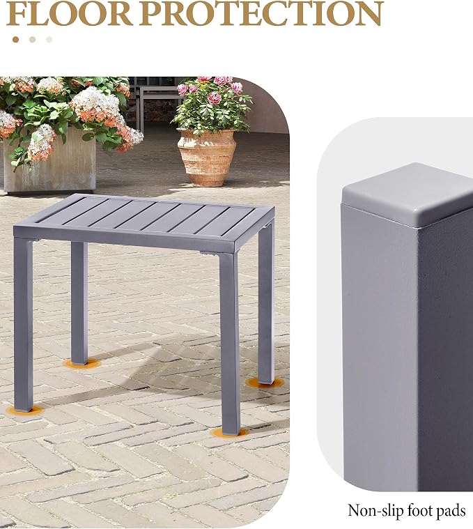 Crestlive Products Outdoor Side Table Set of 2, Aluminum Rectangular Side/End - Image 6