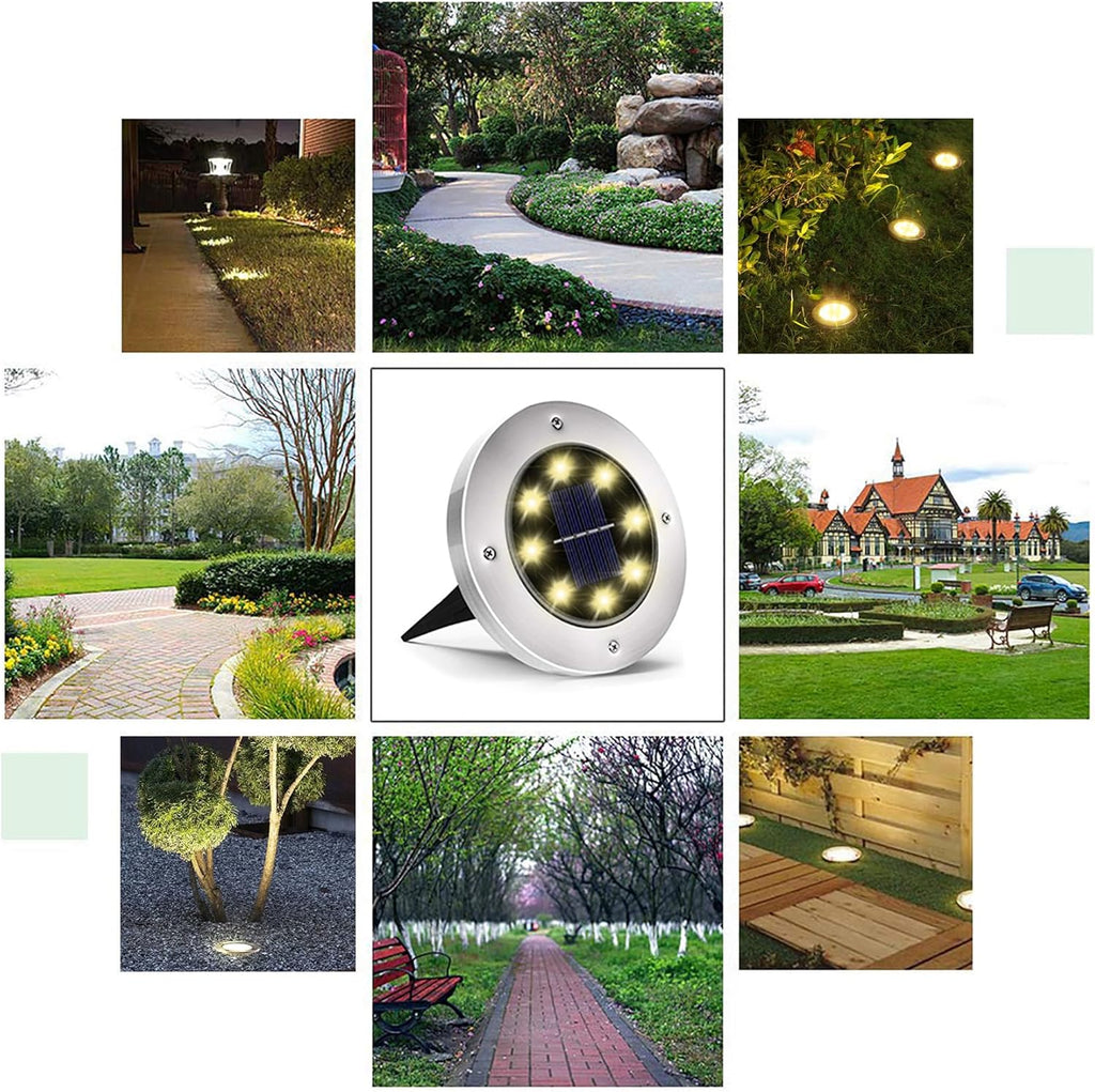 INCX 4.6 inch Solar Lights Outdoor Waterproof,12 Pack Solar Lights for Outside, Solar Garden Lights Landscape Lighting for Patio Pathway Lawn Yard Deck Driveway Walkway, Warm White | 8 LEDs, 600mAh Ni-MH battery, 8-10 hr runtime, stainless steel and AB...