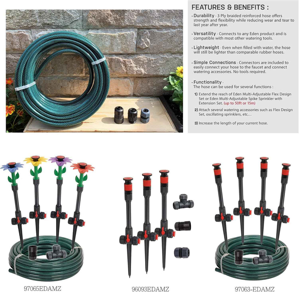 Eden 94051 Rubber Garden Hose 1/2 in. x 50 ft, DIY Hose Set