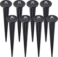 Zhengmy 8 Packs Flood Light Ground Stakes Metal Threaded for Solar,Black | Replacement Stakes with Hex Screws for LED Landscape Lights, 6.3 Inch Fits Gardens Yard Path Lawn Decorations, Metal