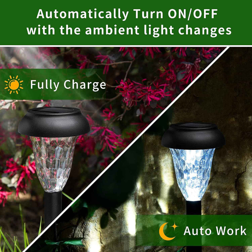 GIGALUMI Solar Lights Outdoor Waterproof Pathway Lights, 12 Pack Cold White | Solar Powered Landscape Lighting, Solar Garden Light for Decor, Patio, Garden, Yard, Pathways, Walkways