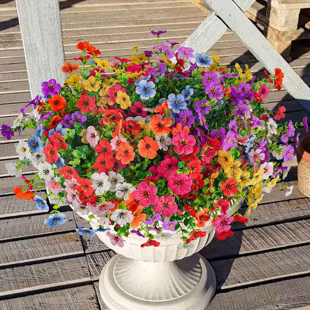 Agusbagli 72 Bundles Artificial Flowers Outdoor UV Resistant Fake Flowers No Fade Faux Plastic Greenery Shrub Plants for Wedding Home Garden Window Box Fireplace Thanksgiving Christmas Decor, Mix