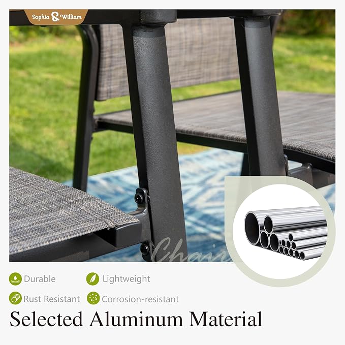 Sophia & William Patio Table and Chairs Set 7 Pieces, 6 Aluminium Patio Dining - Image 2